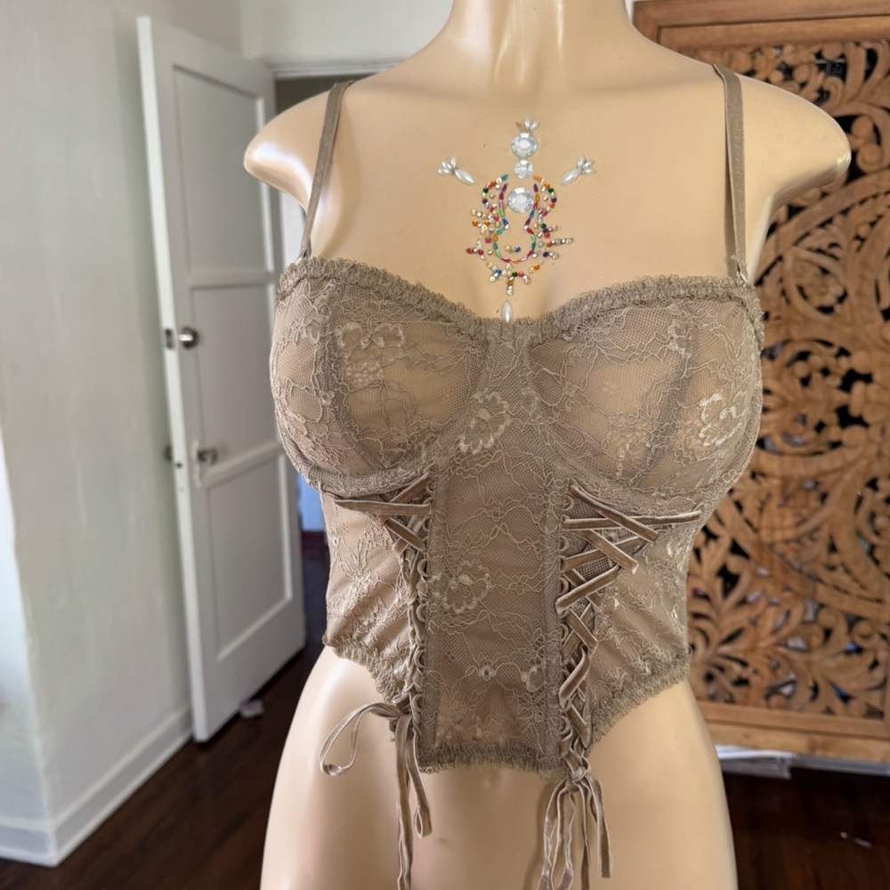 Urban Outfitters Lace-Up Bustier in Beige NWOT size M